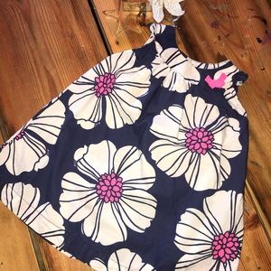 Blue white and pink floral dress
